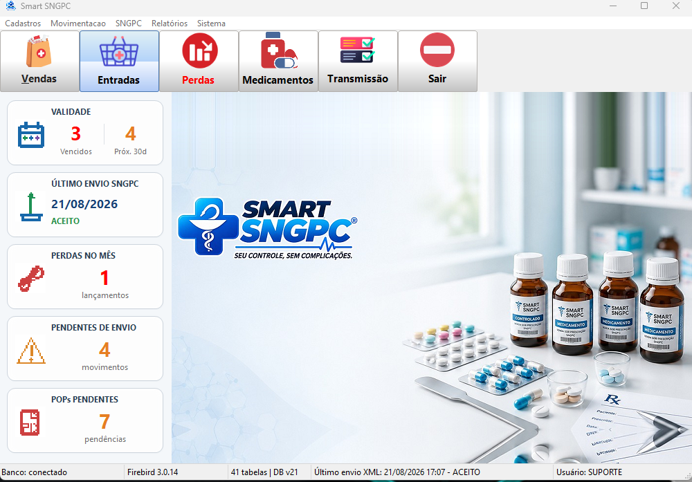 Tela principal real do Smart SNGPC